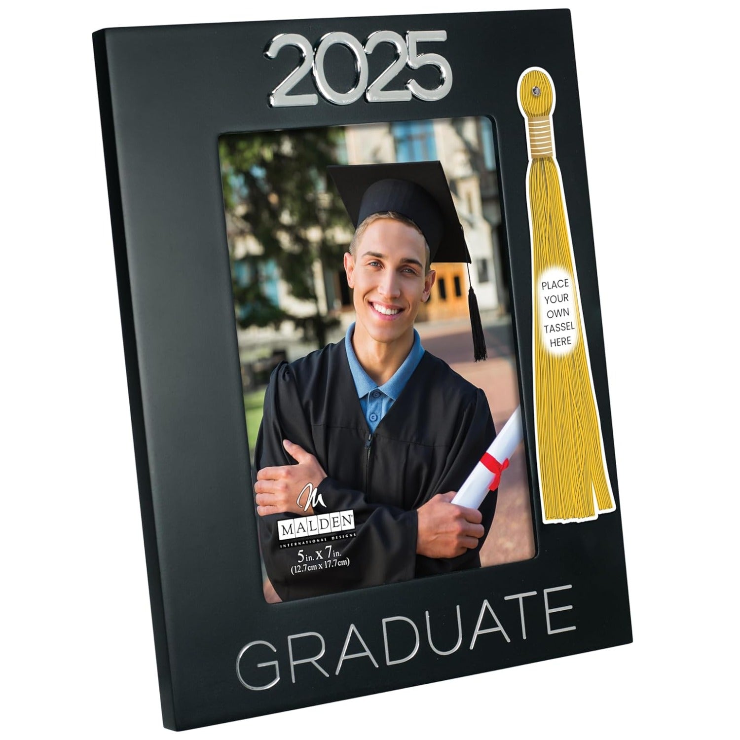 2025 Graduate Black Picture Frame Holds Tassel and 5"x7" Photo