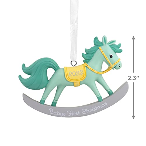 Baby Boy's First Christmas Rocking Horse 2022 Tree Trimmer Ornament