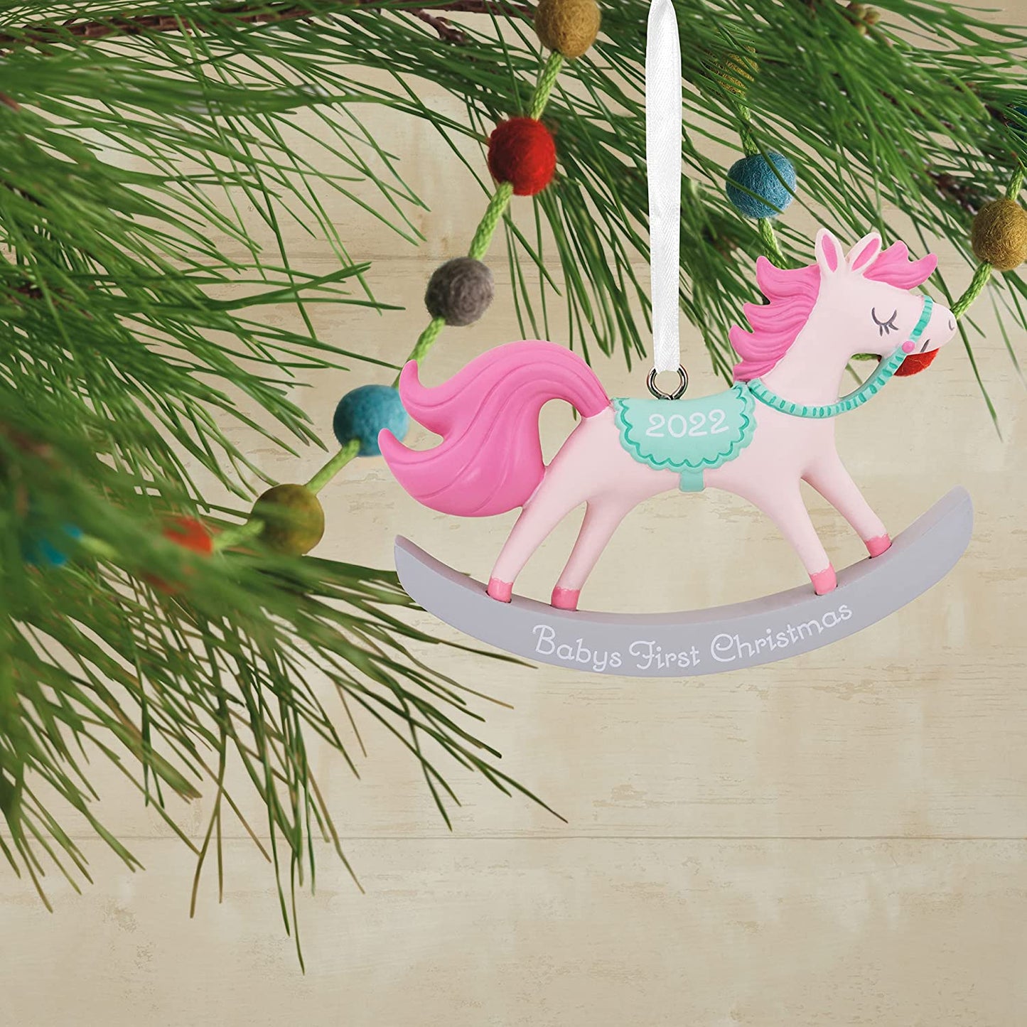 Baby Girl's First Christmas Dated 2022 Tree Trimmer Ornament