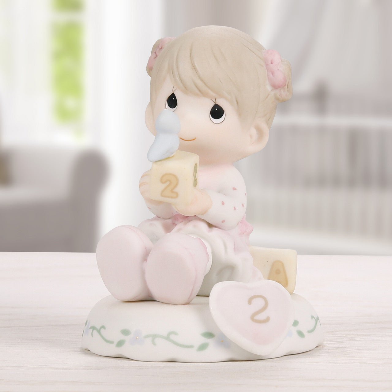 Brunette Girl With Blocks Age 2 Figurine