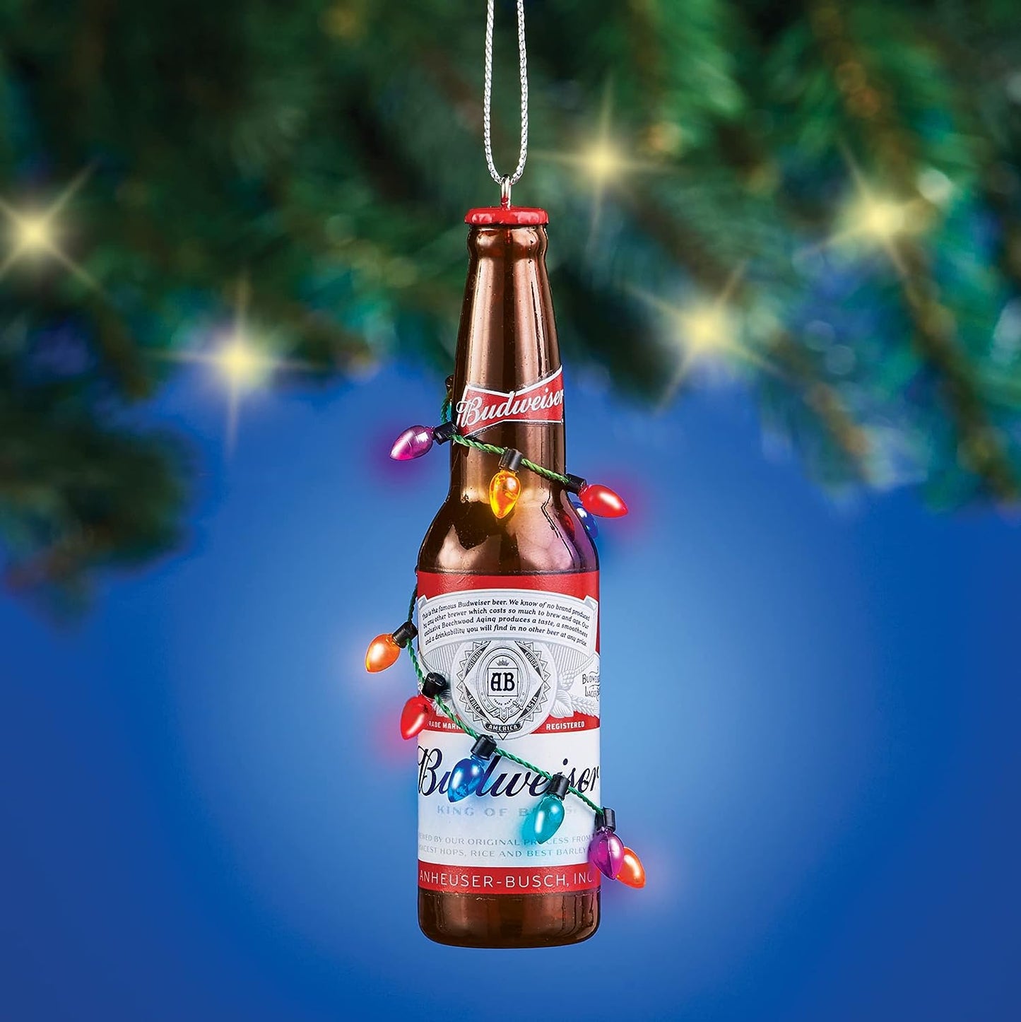 Budweiser® Bottle With Christmas Bulbs Ornament