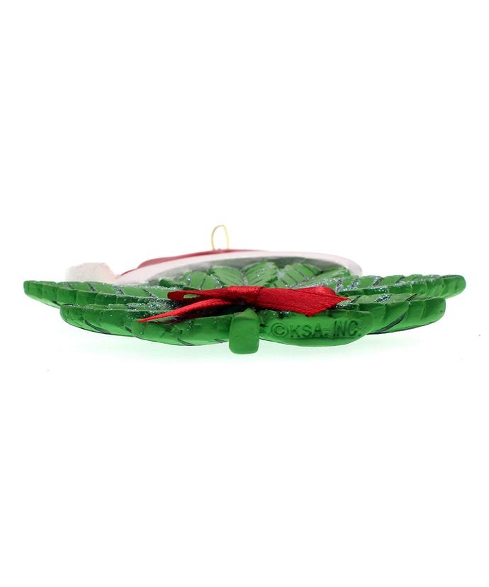 Cannabis Leaf With Santa Hat Ornament For Personalization