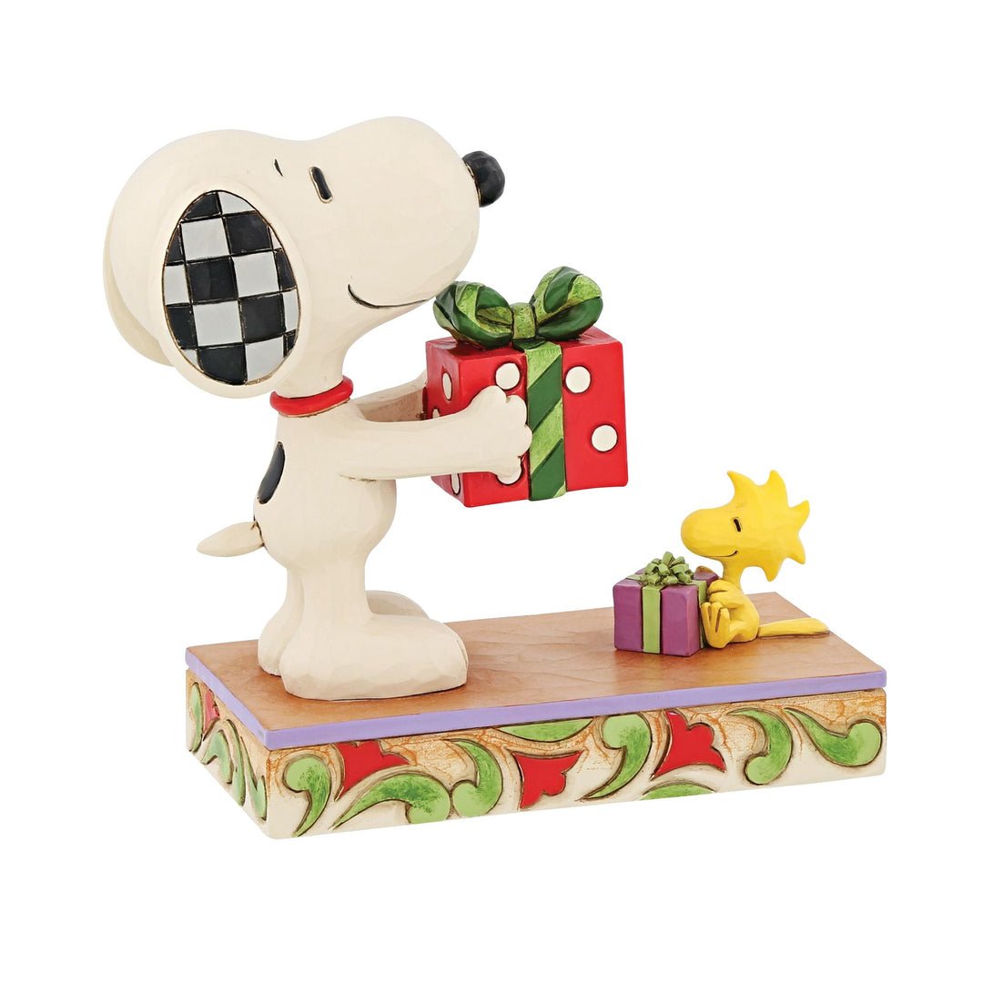 "Christmas Exchange" Snoopy & Woodstock With Gift Figurine