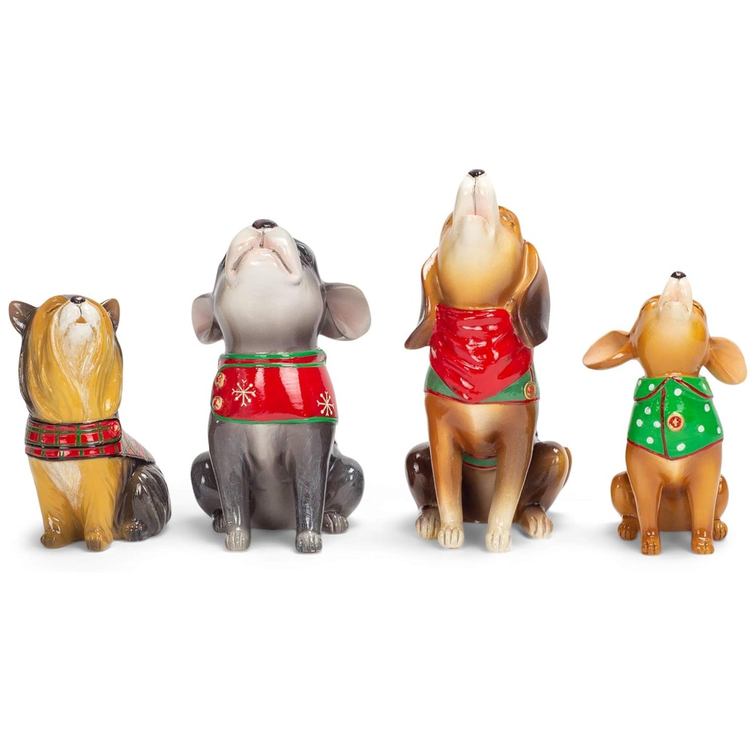 Christmas Holiday Caroling Dogs in Sweaters & Scarves 5" H (Set of 4)
