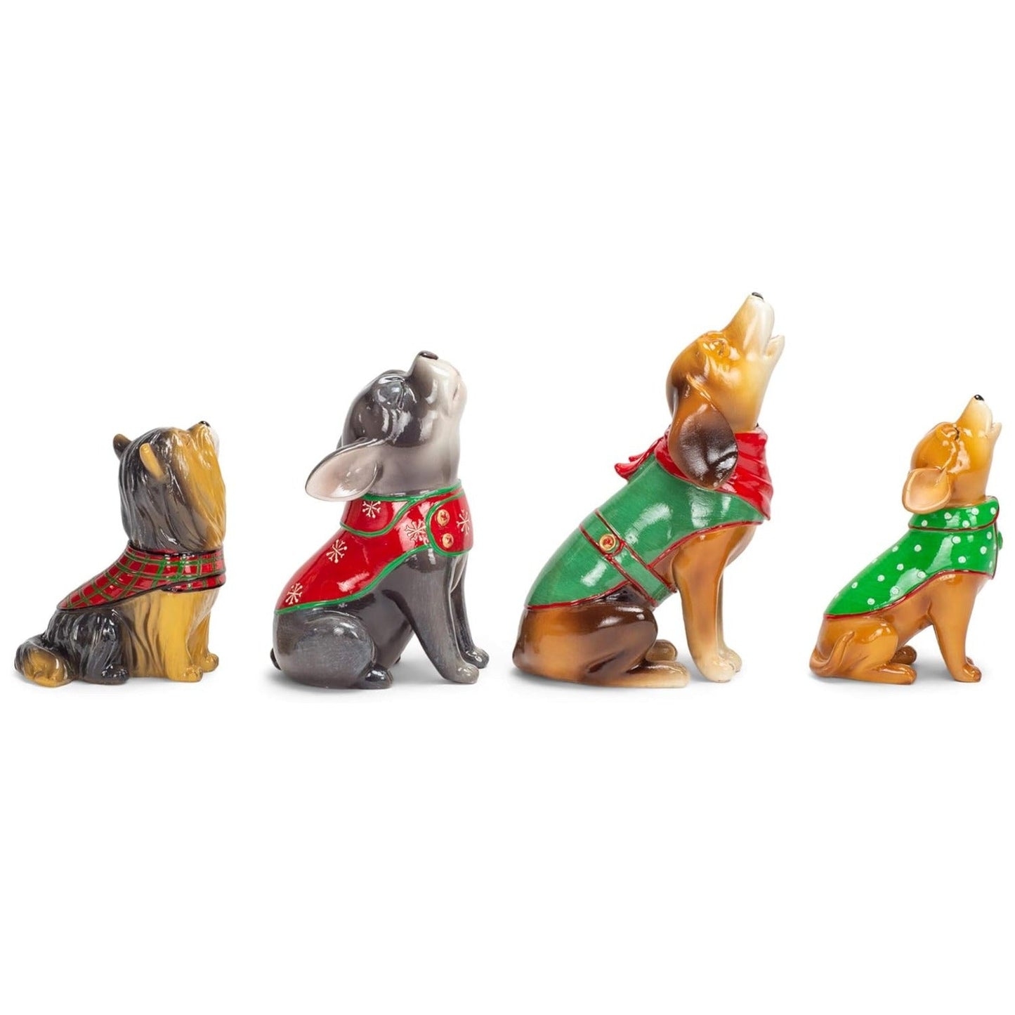 Christmas Holiday Caroling Dogs in Sweaters & Scarves 5" H (Set of 4)