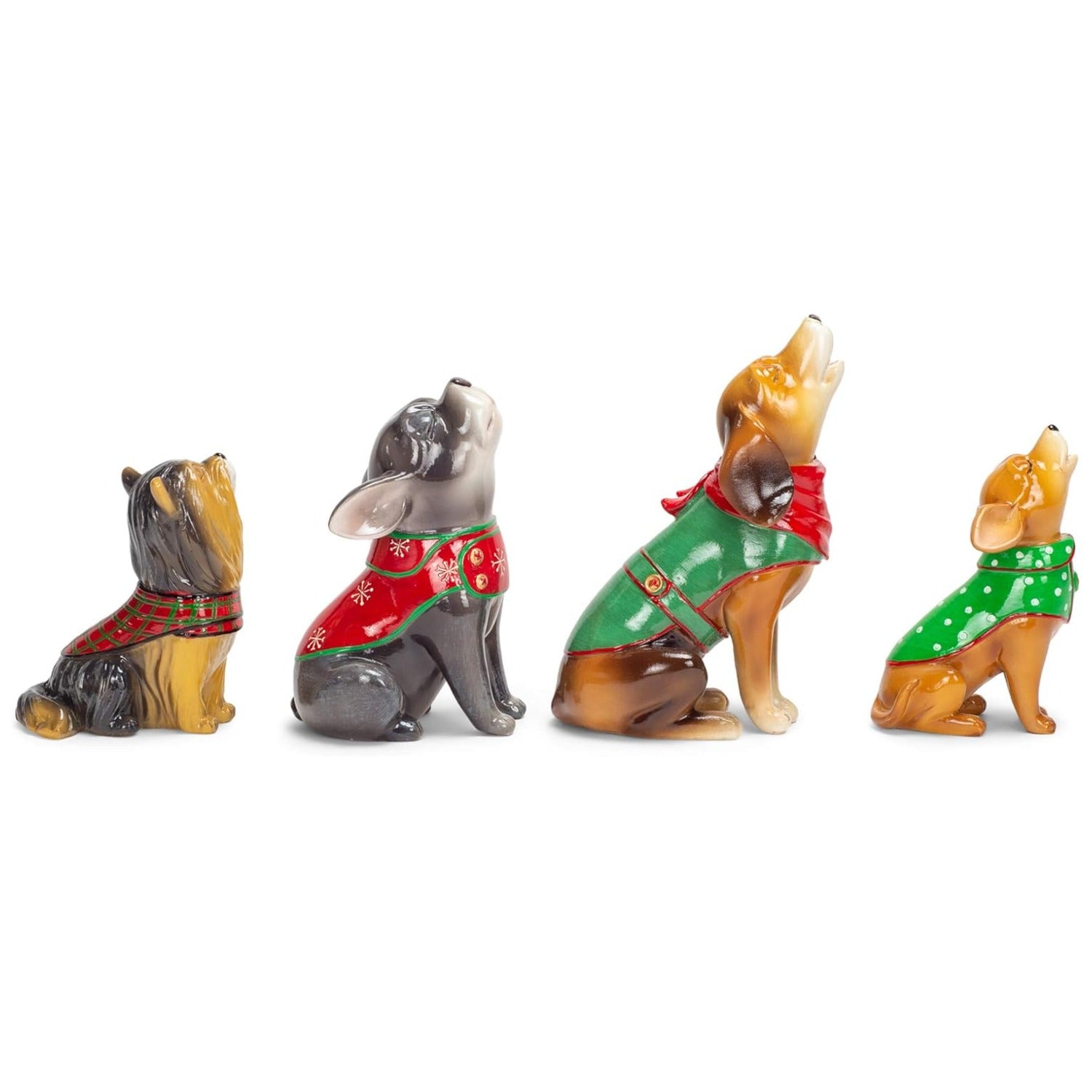 Christmas Holiday Caroling Dogs in Sweaters & Scarves 5" H (Set of 4)