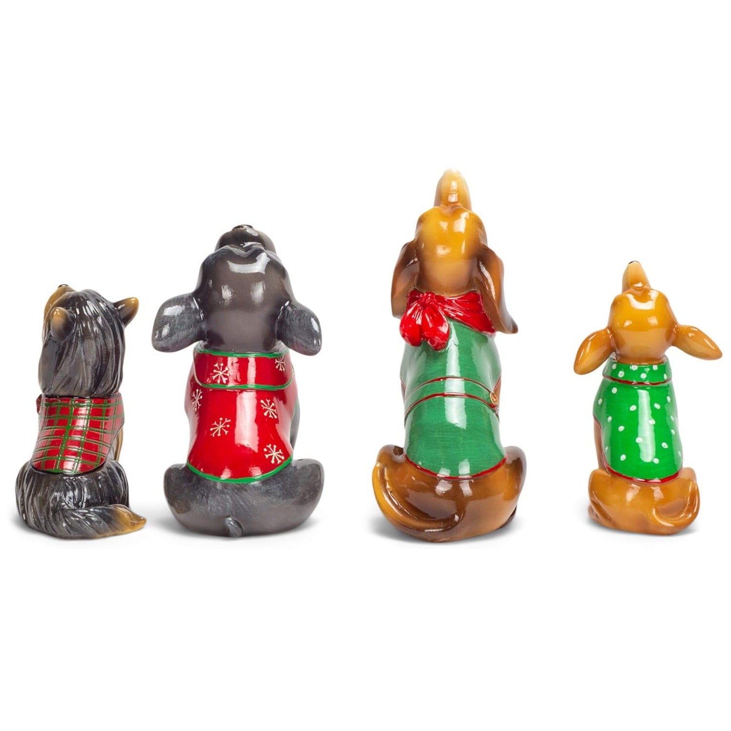 Christmas Holiday Caroling Dogs in Sweaters & Scarves 5" H (Set of 4)