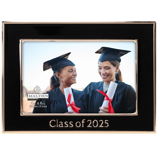 Class of 2025 Gold Finished Stamped Metal with Black Epoxy Picture Frame, 4"x6"