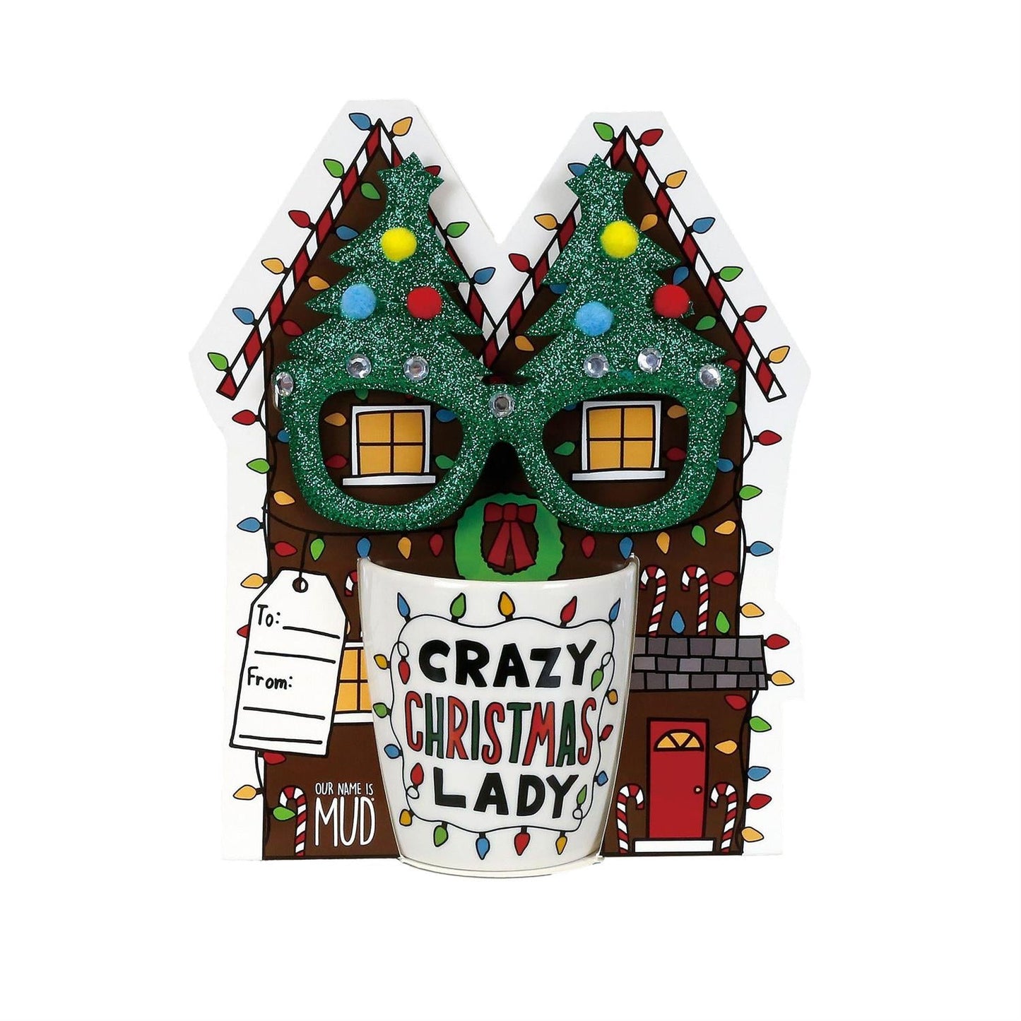 Crazy Christmas Mug and Glasses Set, 12oz