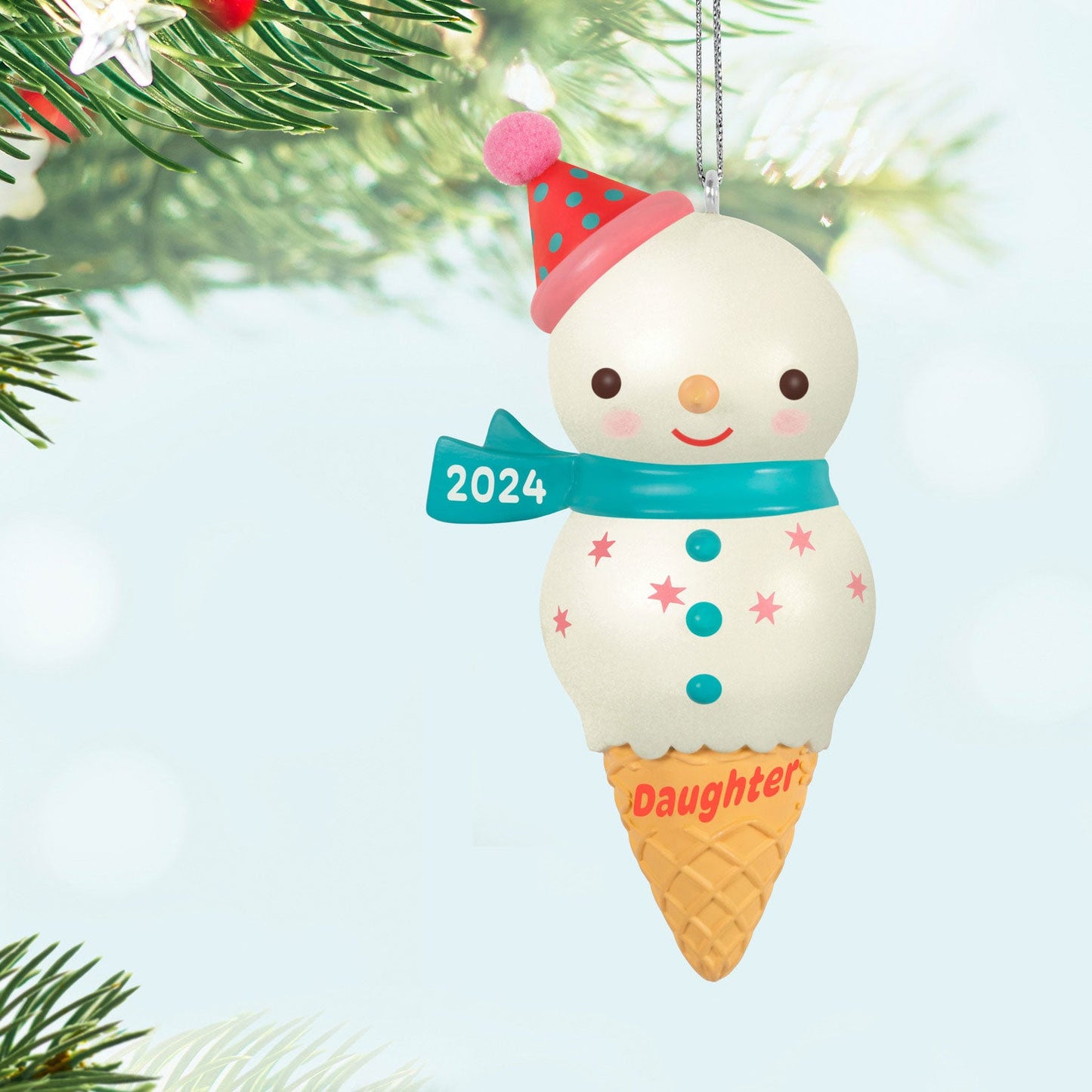 Daughter Snowman Ice Cream Cone 2024 Keepsake Ornament