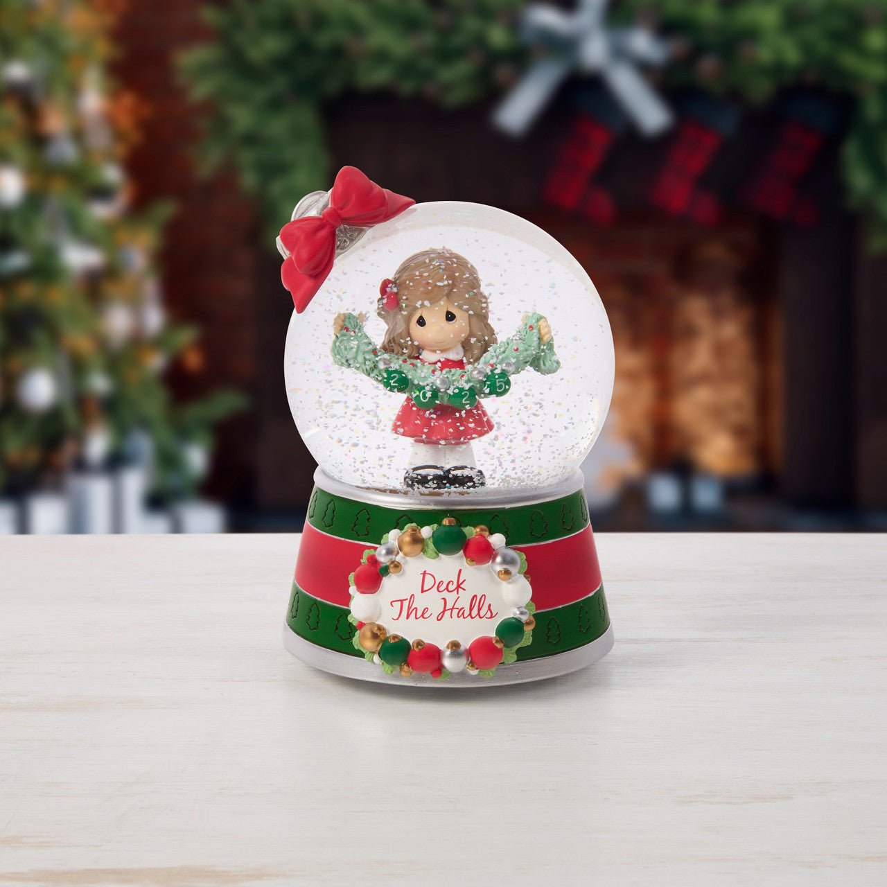 Deck The Halls 2025 Dated Musical Snow Globe