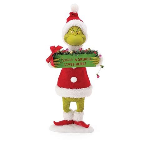 Department 56 Dr. Seuss The Grinch by Possible Dream Beware Sign Figurine