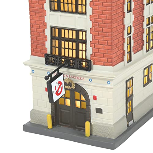 Department 56 Porcelain Ghostbusters Village Firehouse Lit Building, 7.87 Inch, Multicolor