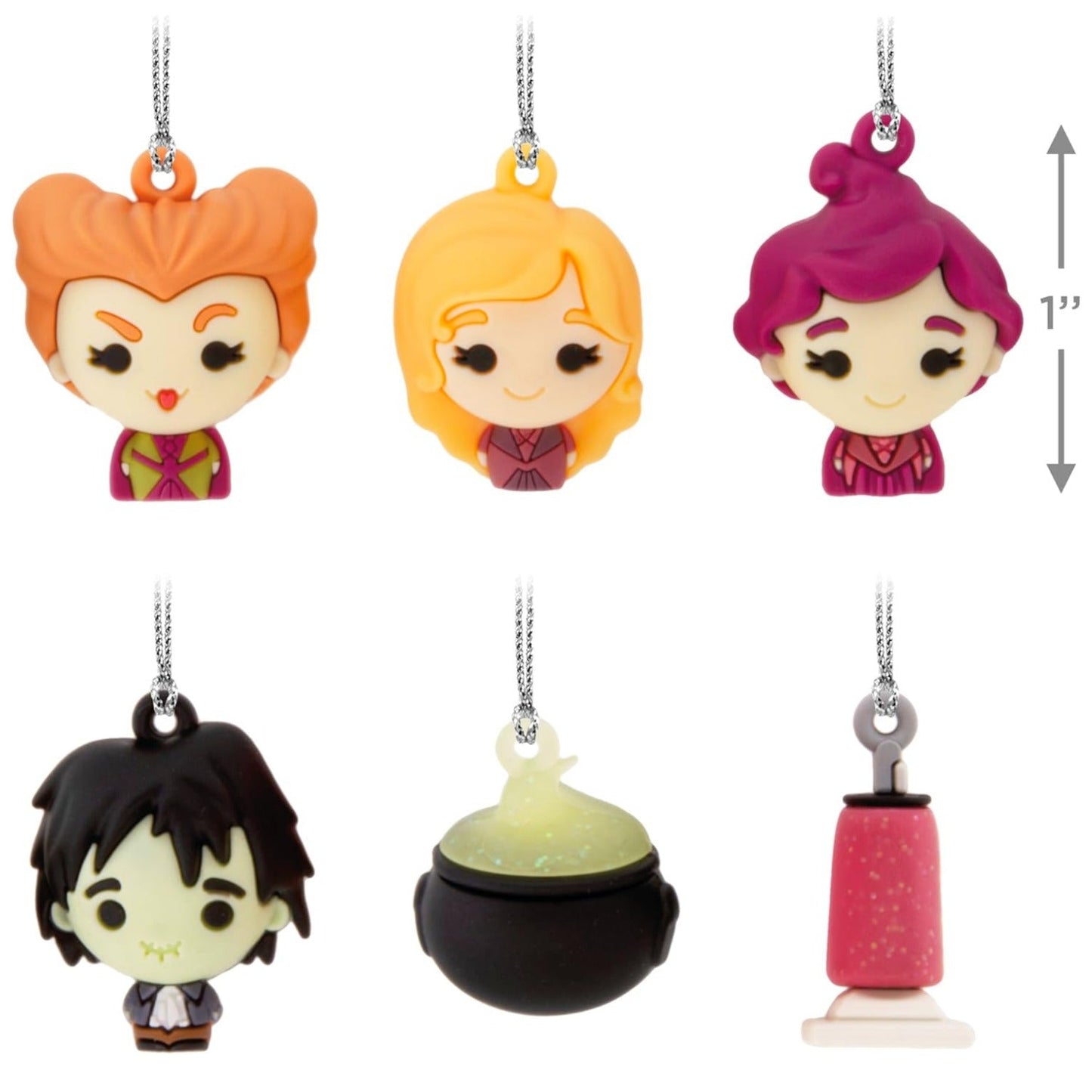 Disney Hocus Pocus Mini Ornaments, Shatterproof, Set of 6