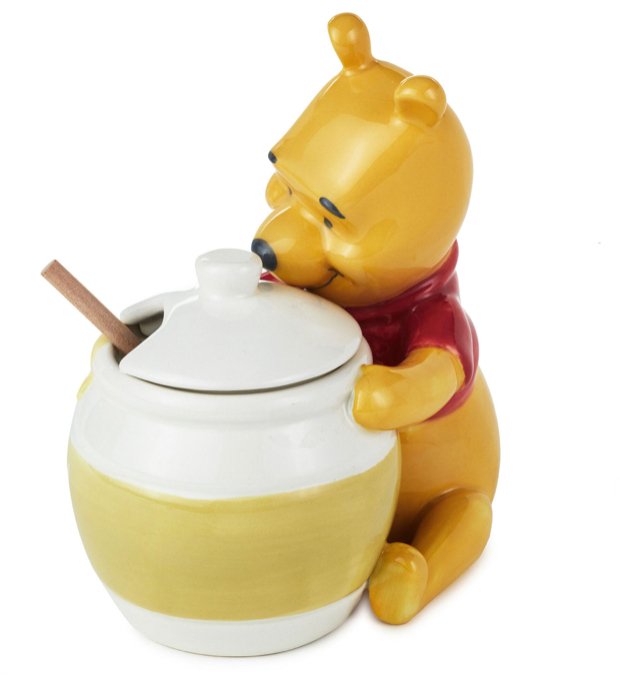 Disney Winnie the Pooh Ceramic Honey Pot With Serving Wand