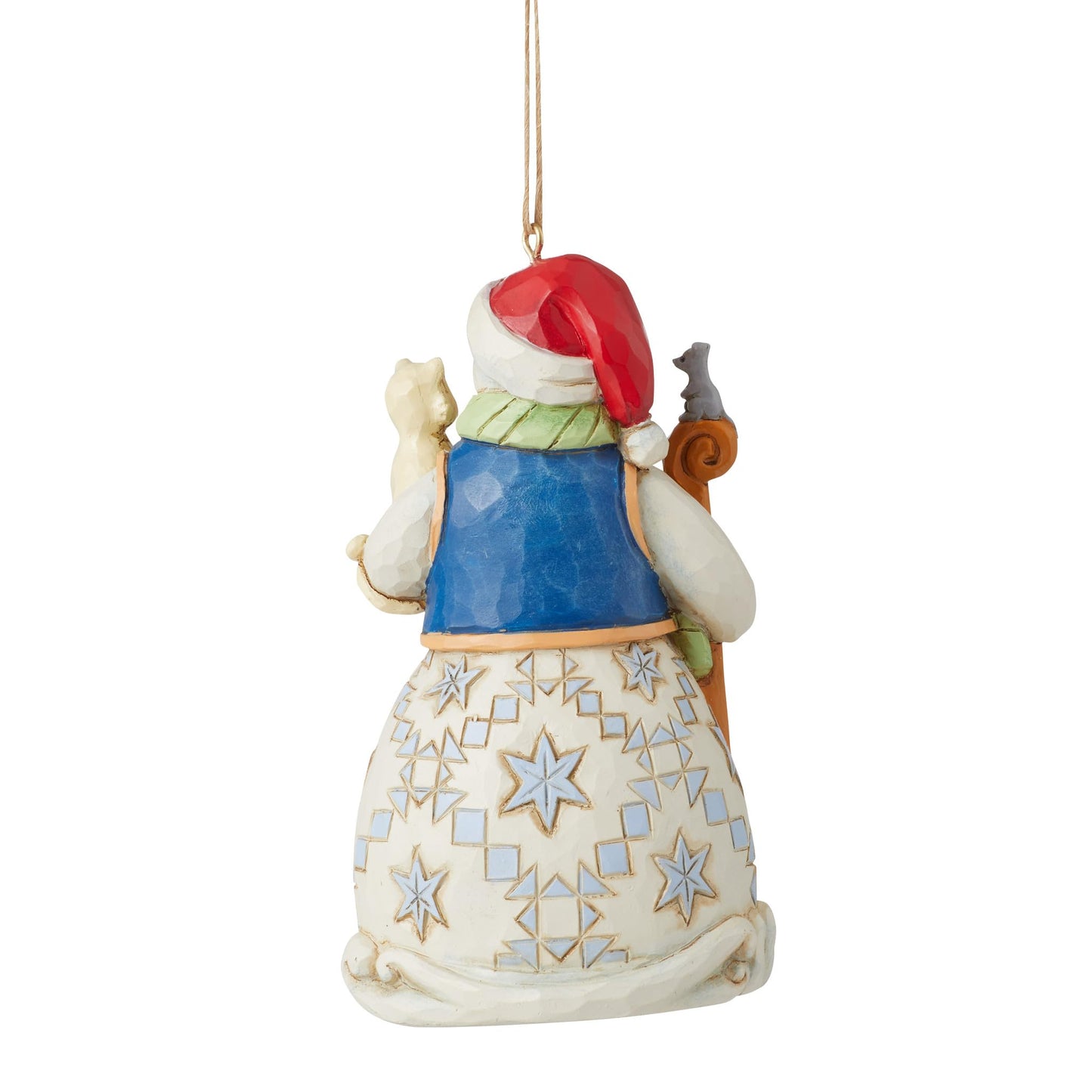 Enesco Jim Shore Heartwood Creek Snowman with Cat Hanging Ornament, 4.53 Inch, Multicolor
