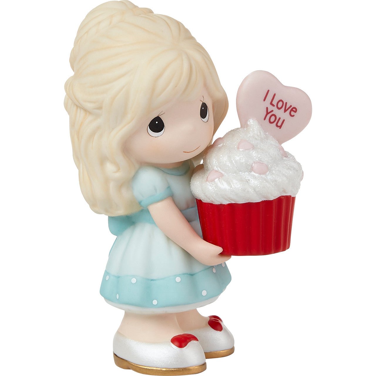 Girl Holding Red Velvet Cupcake Figurine - Blonde