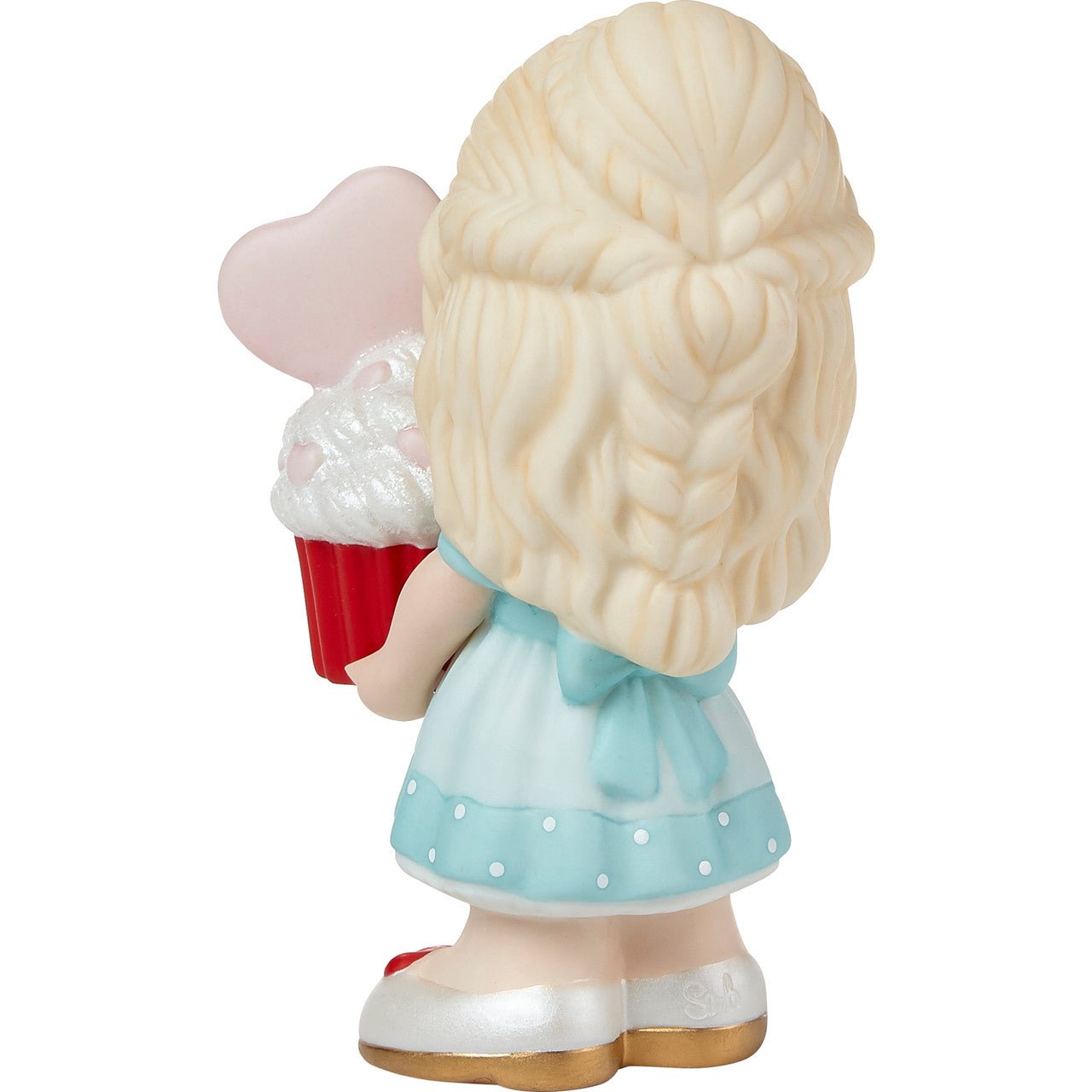 Girl Holding Red Velvet Cupcake Figurine - Blonde