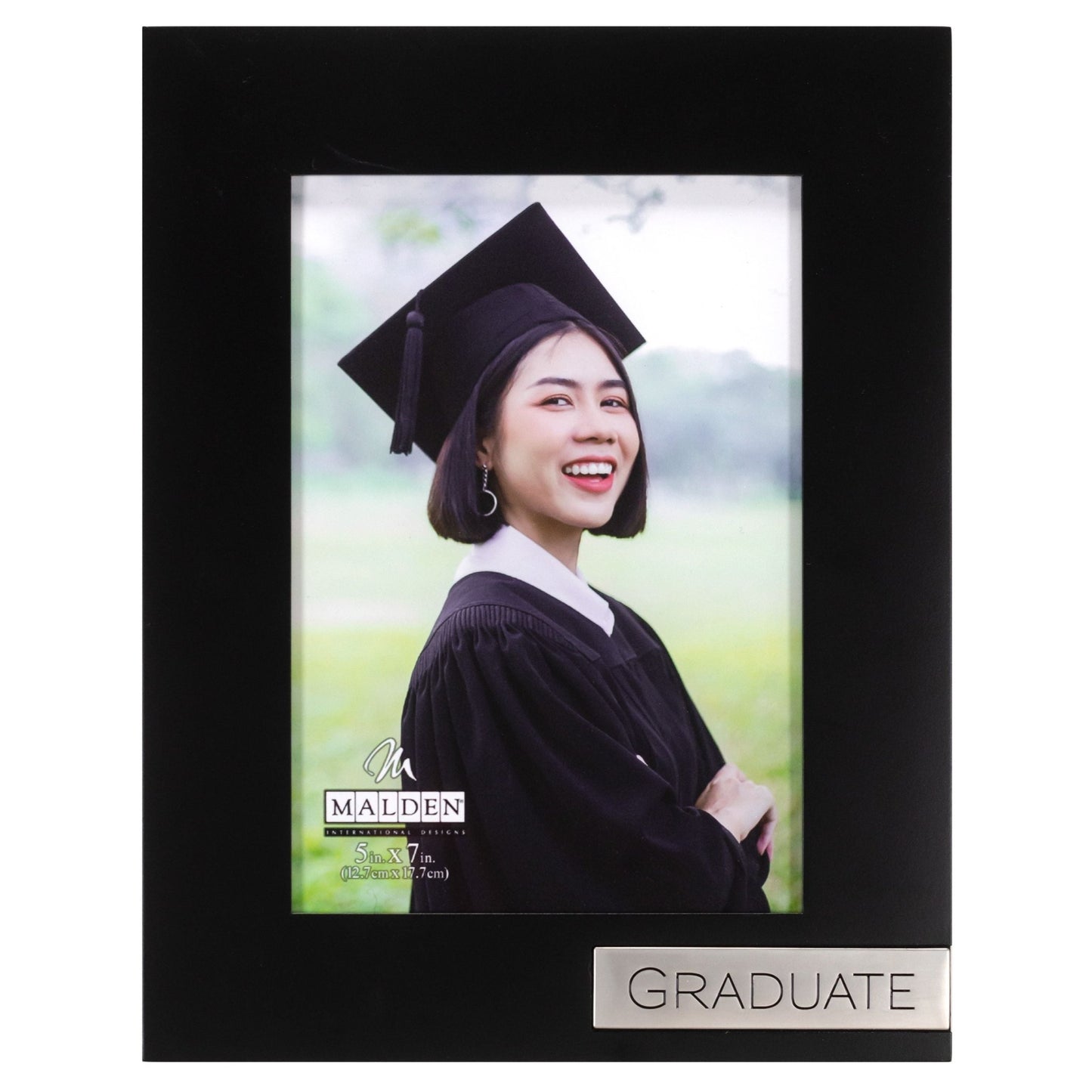 Graduate Rustic Black Picture Frame with Metal Attachment Holds 5"x7" Photo