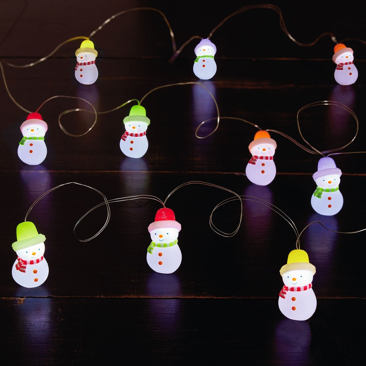 Gumdrop Snowman 10 Light Christmas String Lights