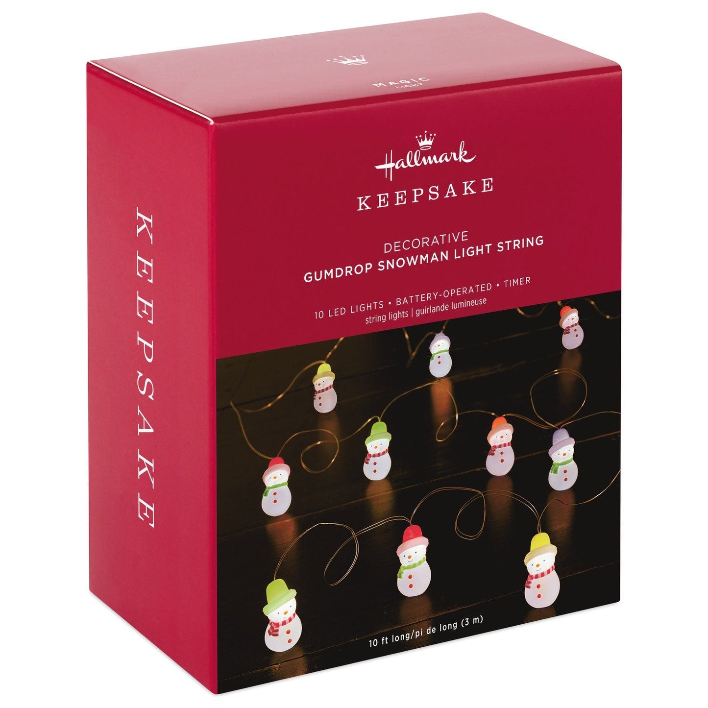 Gumdrop Snowman 10 Light Christmas String Lights