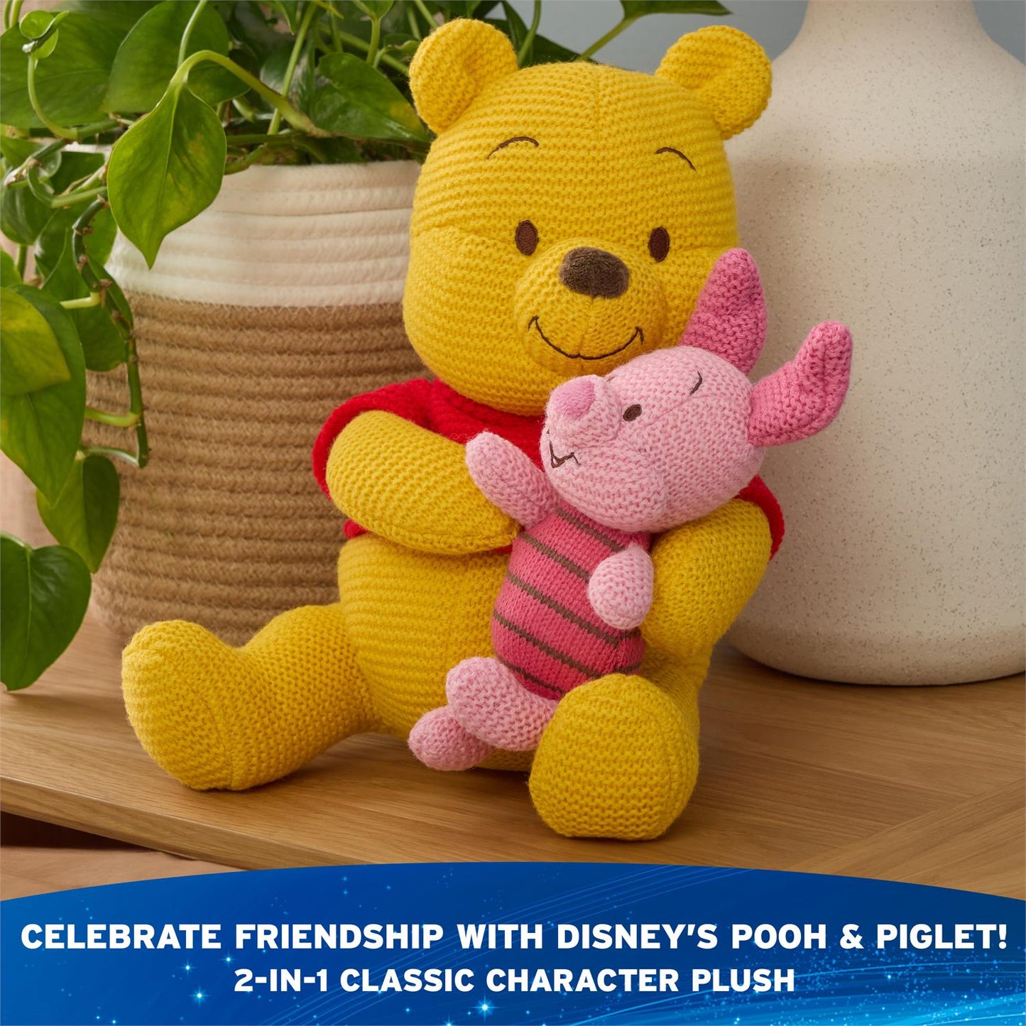 Gund Disney Pooh and Piglet Knit Plush, Winnie The Pooh, 10”