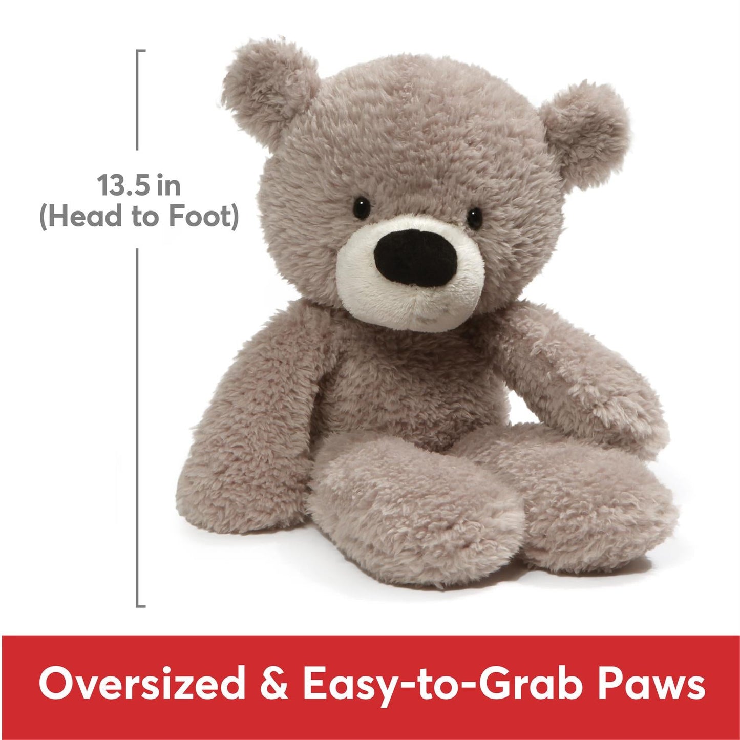 Gund Fuzzy Teddy Bear, Gray, 13.5”