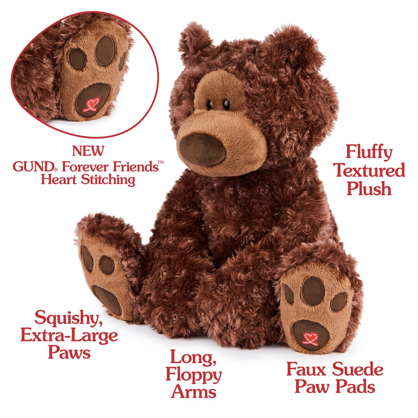 Gund Philbin Classic Teddy Bear, Chocolate Brown, 18”