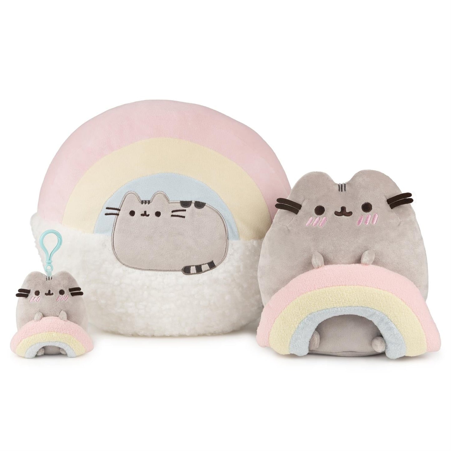 Gund Pusheen with Rainbow Plush, Gray/Rainbow, 9.5”