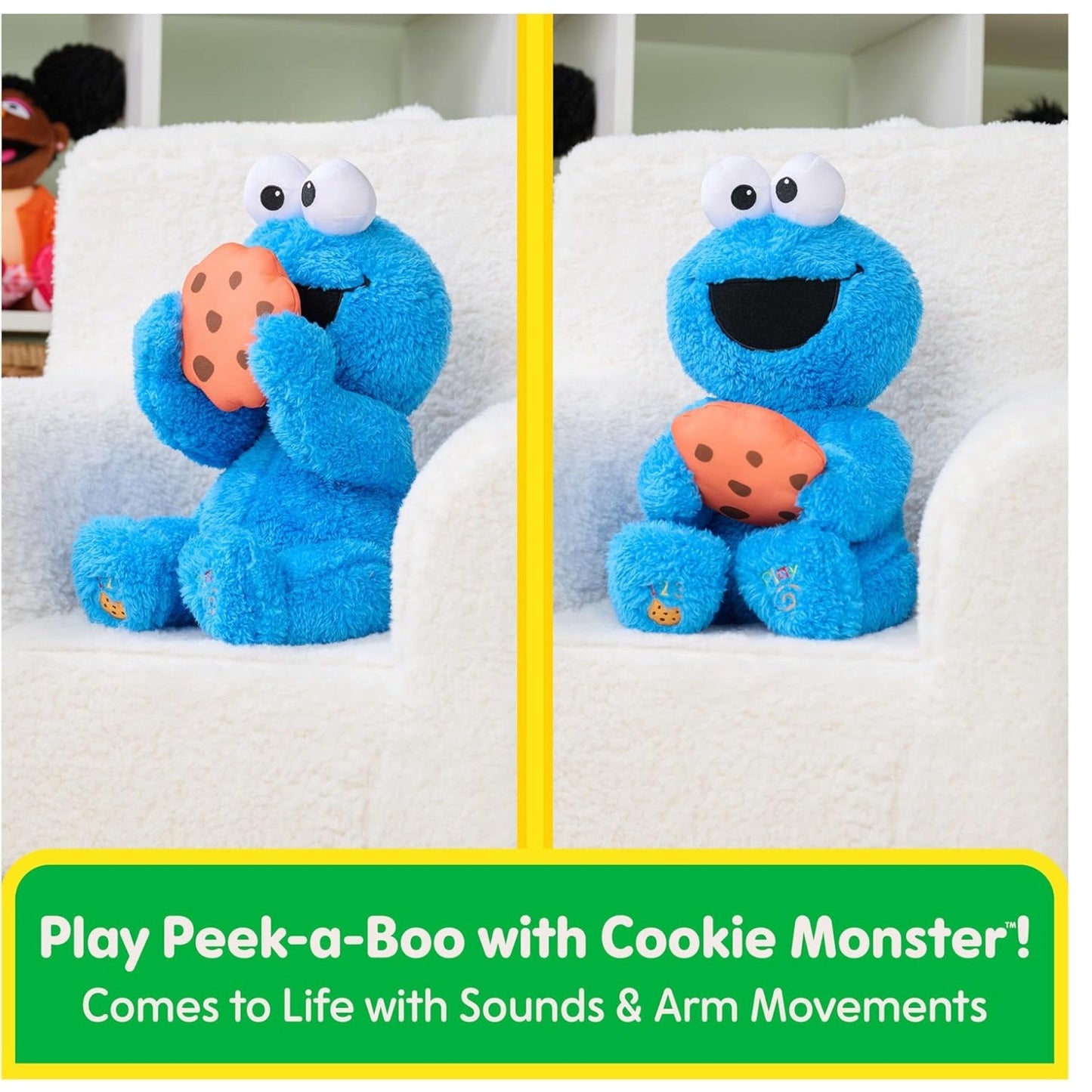 GUND Sesame Street Peek - a - Boo Cookie Monster Plush, 11”