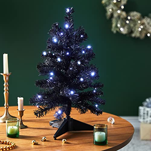 Hallmark Keepsake 2022, Miniature Halloween Tree, Black Christmas Tree with Lights, 18.75"