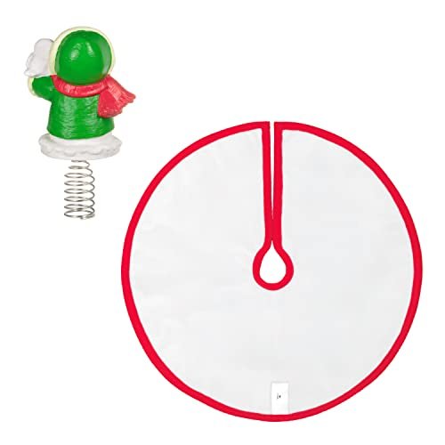Hallmark Keepsake 2022, Miniature Snow Buddies Tree Topper and Christmas Tree Skirt Set