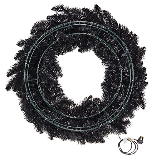 Hallmark Keepsake 2022, Sparkling Black Halloween Wreath with Lights, 30"