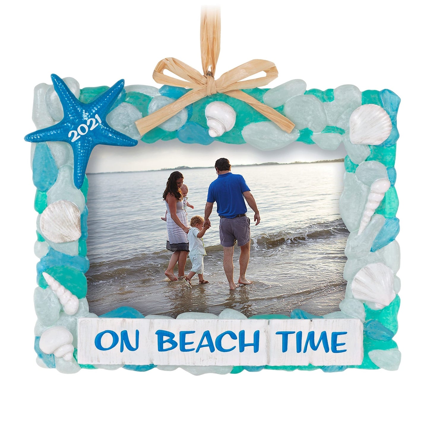 Hallmark Keepsake Christmas Ornament 2021 Year - Dated, On Beach Time Seashells Photo Frame