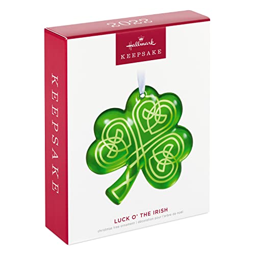 Hallmark Keepsake Christmas Ornament 2022, Luck o?ÇÖ The Irish Shamrock, Glass