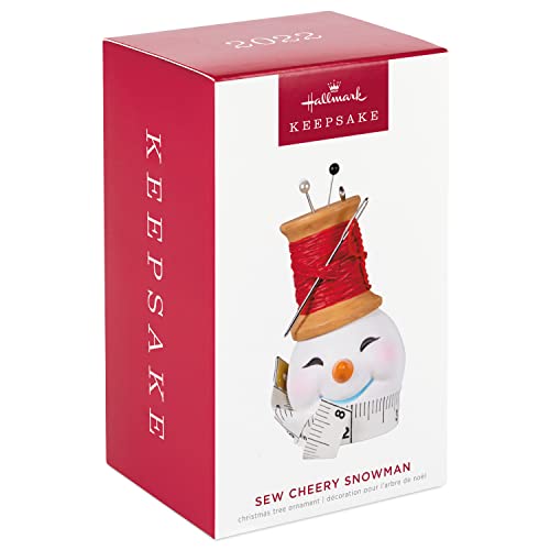 Hallmark Keepsake Christmas Ornament 2022, Sew Cheery Snowman Sewing Ornament
