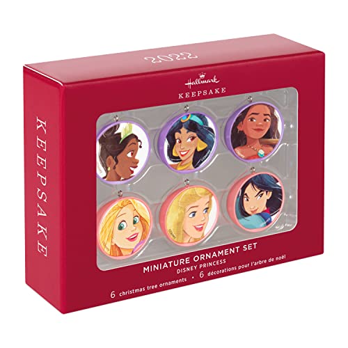 Hallmark Keepsake Miniature Christmas Ornament 2022, Disney Princess, Mini Set of 6
