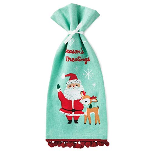 Hallmark Season's Treatings Santa and Reindeer Tea Towel