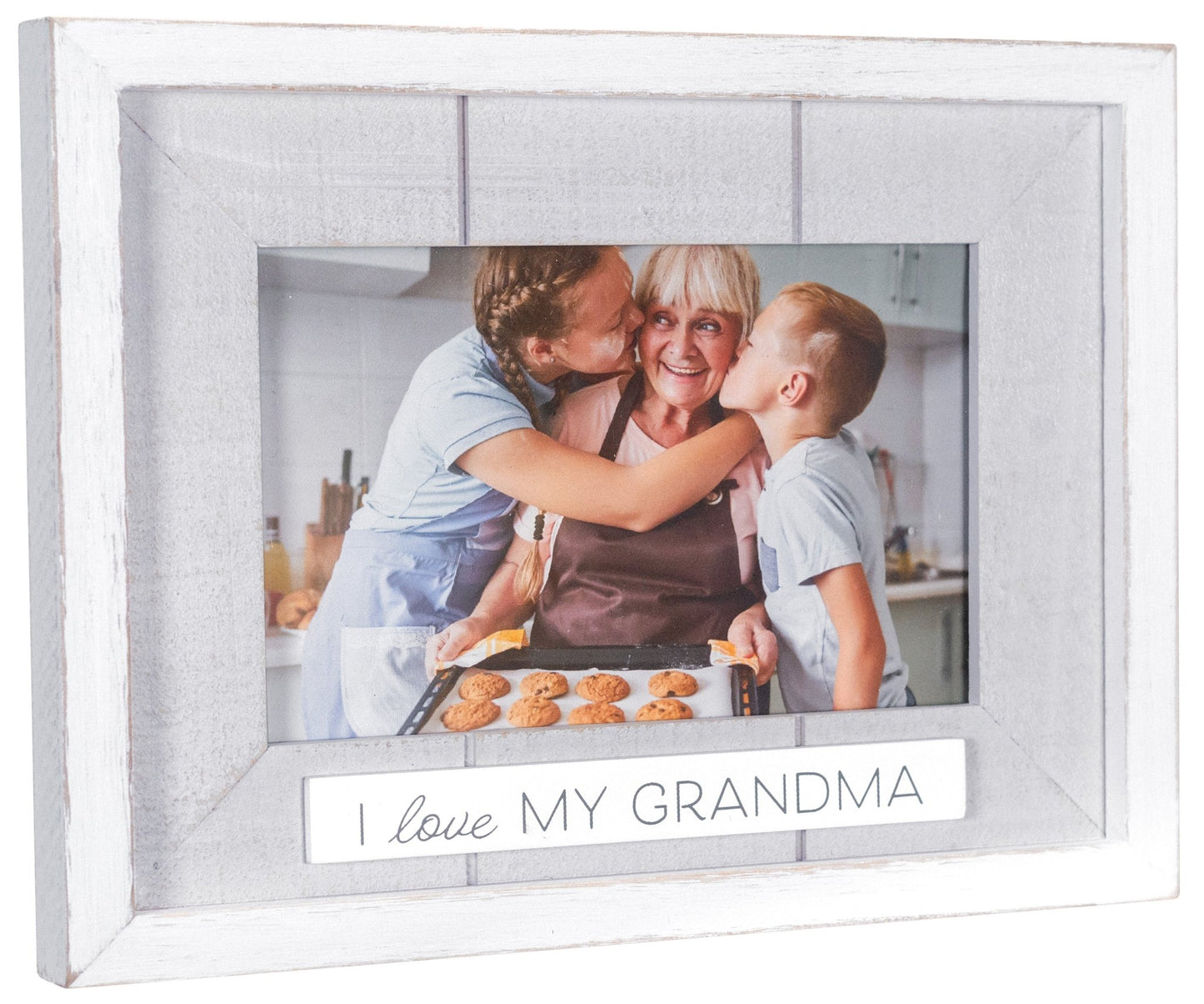 I Love My Grandma Rustic Matted Picture Frame with Plaque Attachment Holds 4"x6" Photo