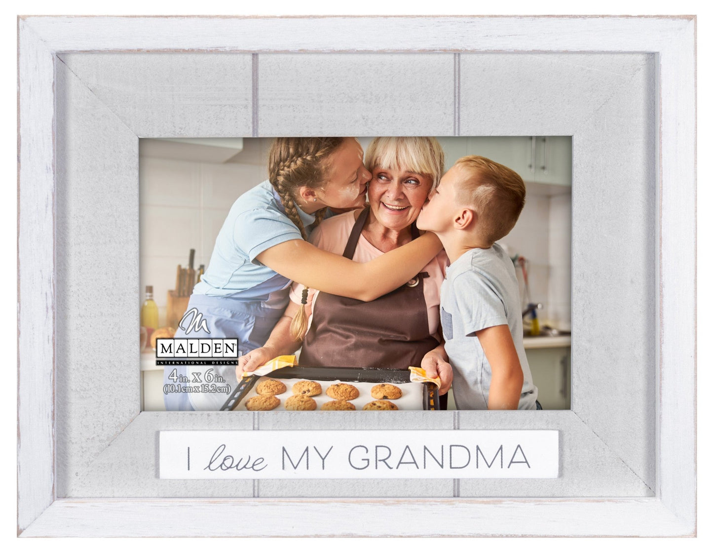 I Love My Grandma Rustic Matted Picture Frame with Plaque Attachment Holds 4"x6" Photo