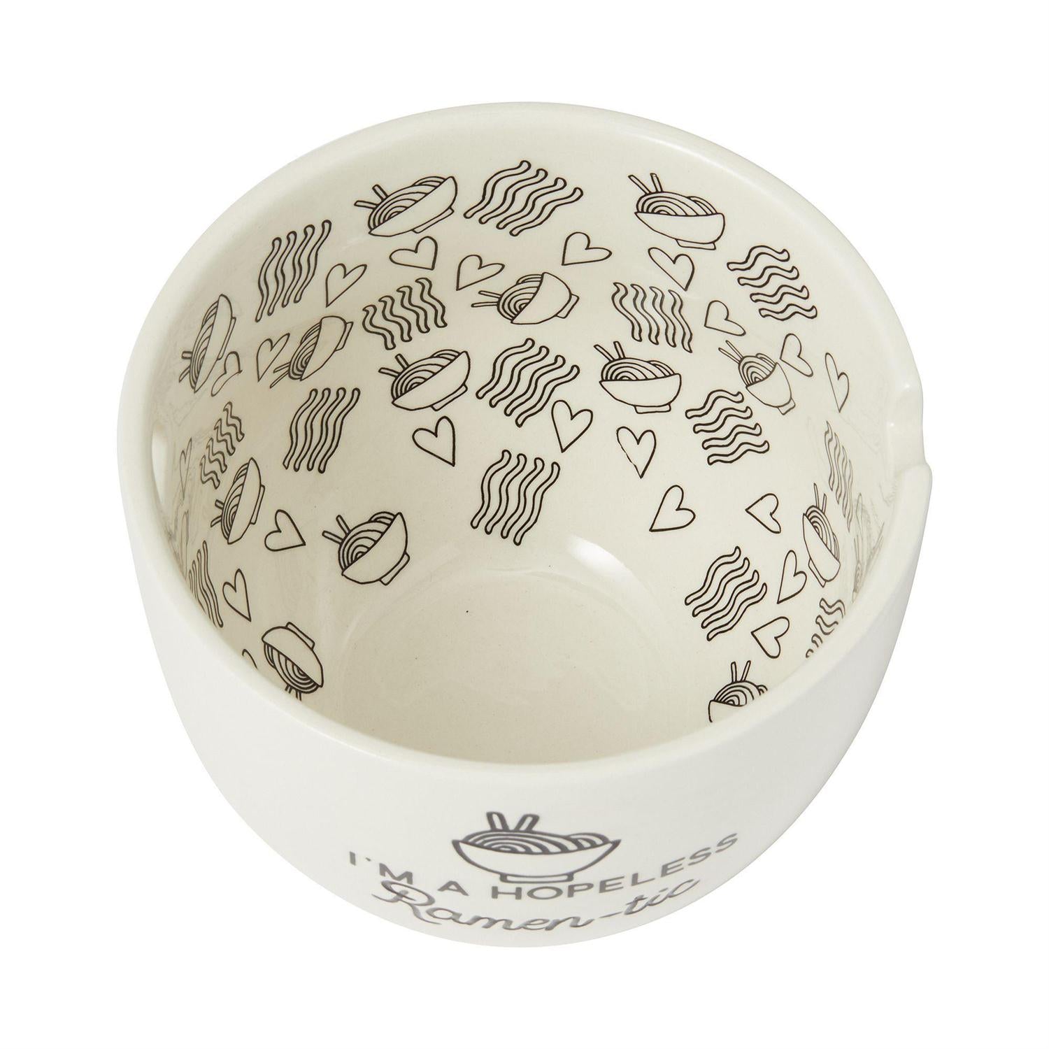 "I'm a Hopeless Ramen-Tic" Ramen Bowl and Chopsticks Set, 5.25"