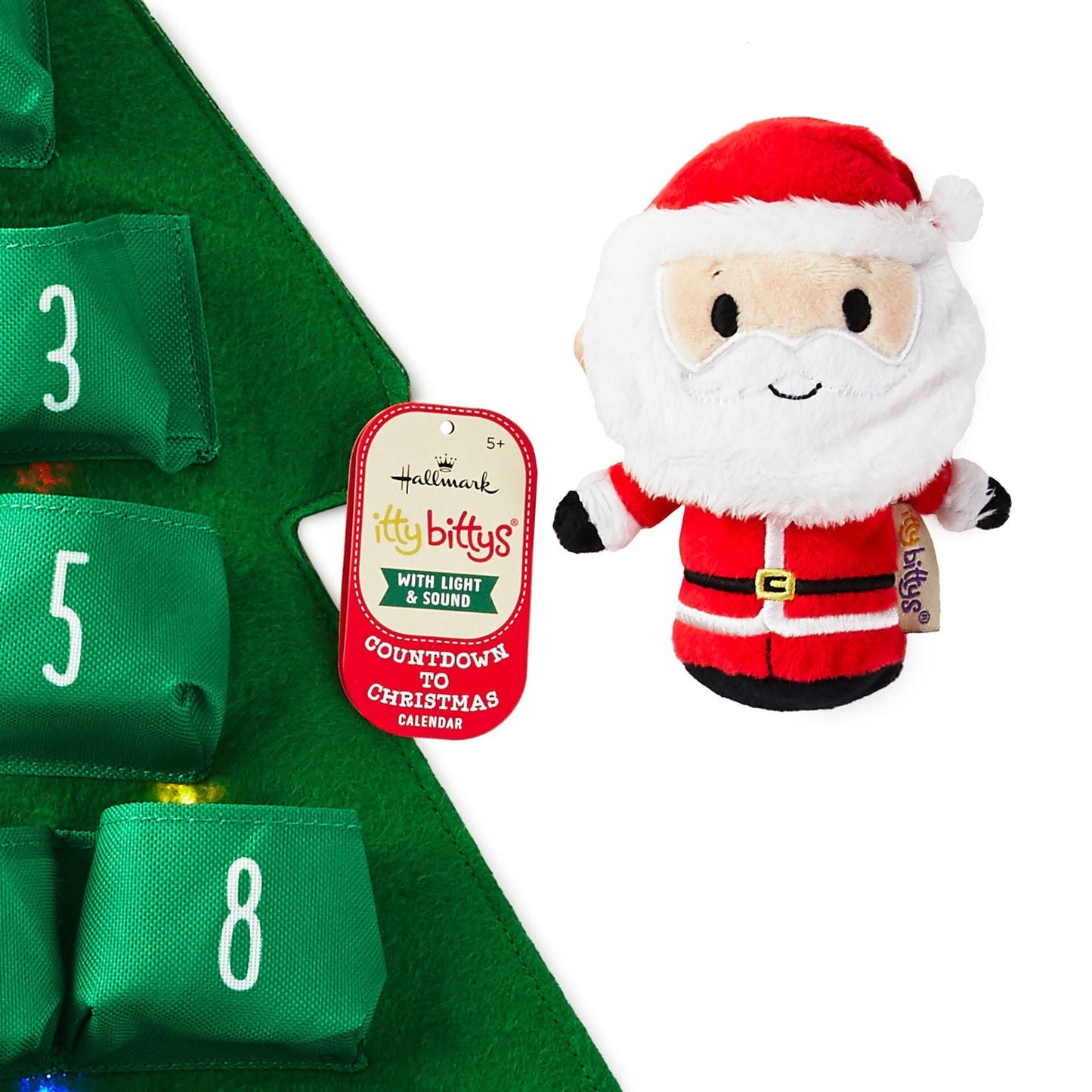 itty bittys® Santa Plush and Musical Christmas Countdown Calendar With Light