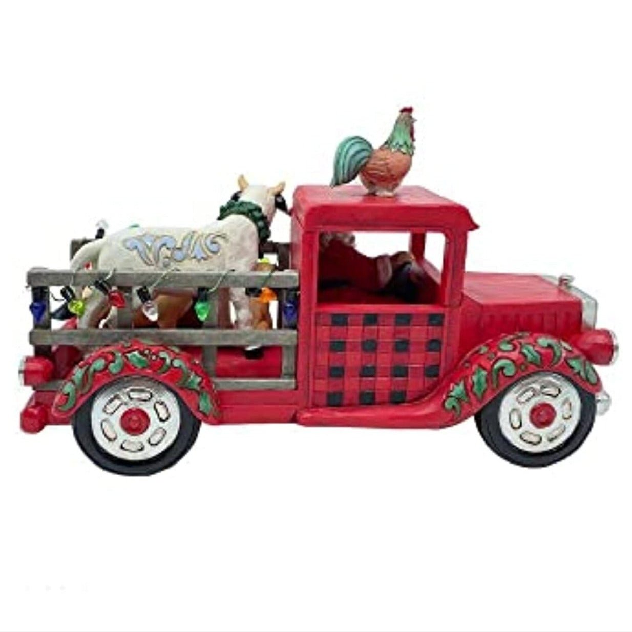 Jim Shore Country Christmas Cargo Santa Driving Red Plaid Farmhouse Truck Figurine