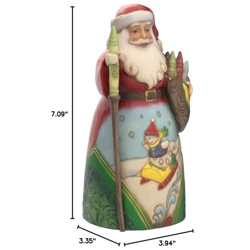 Jim Shore Crayola Santa with Sled Scene Christmas Figurine, 7" H
