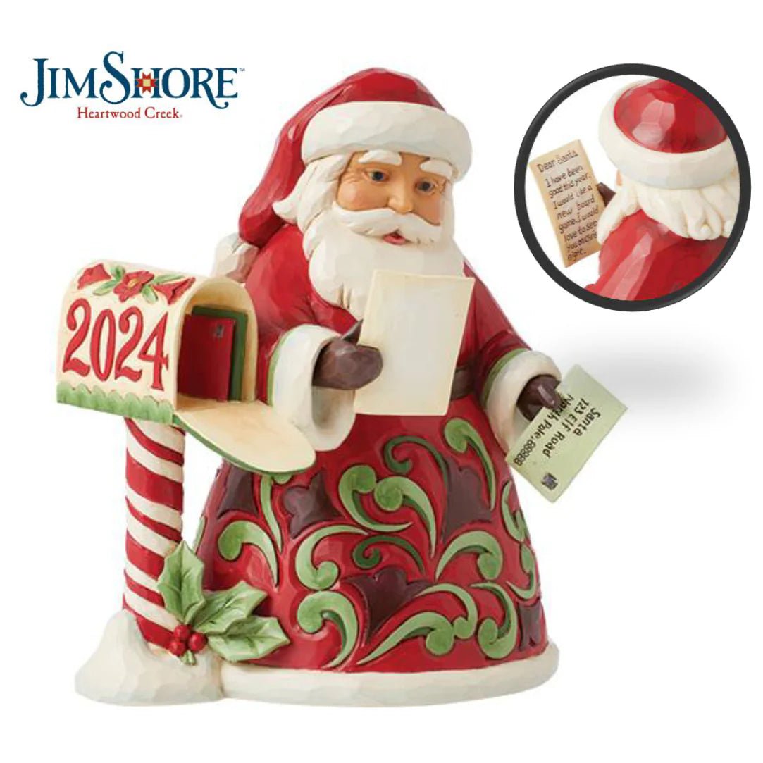 Jim Shore Dated 2024 “Dear Santa Claus” Santa Reading Mail Hallmark Exclusive