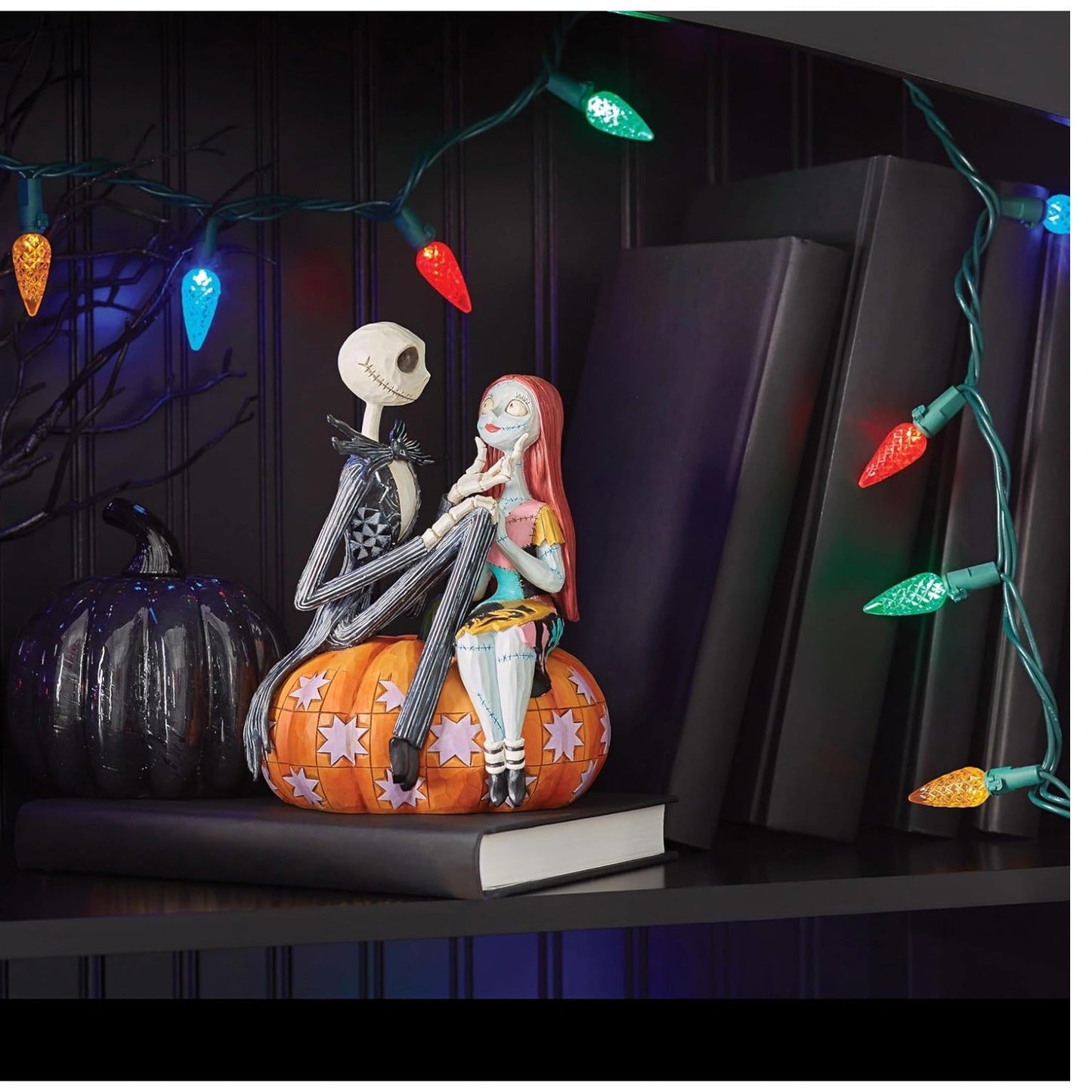 Jim Shore Disney Traditions The Nightmare Before Christmas Jack and Sally on Pumpkin Figurine