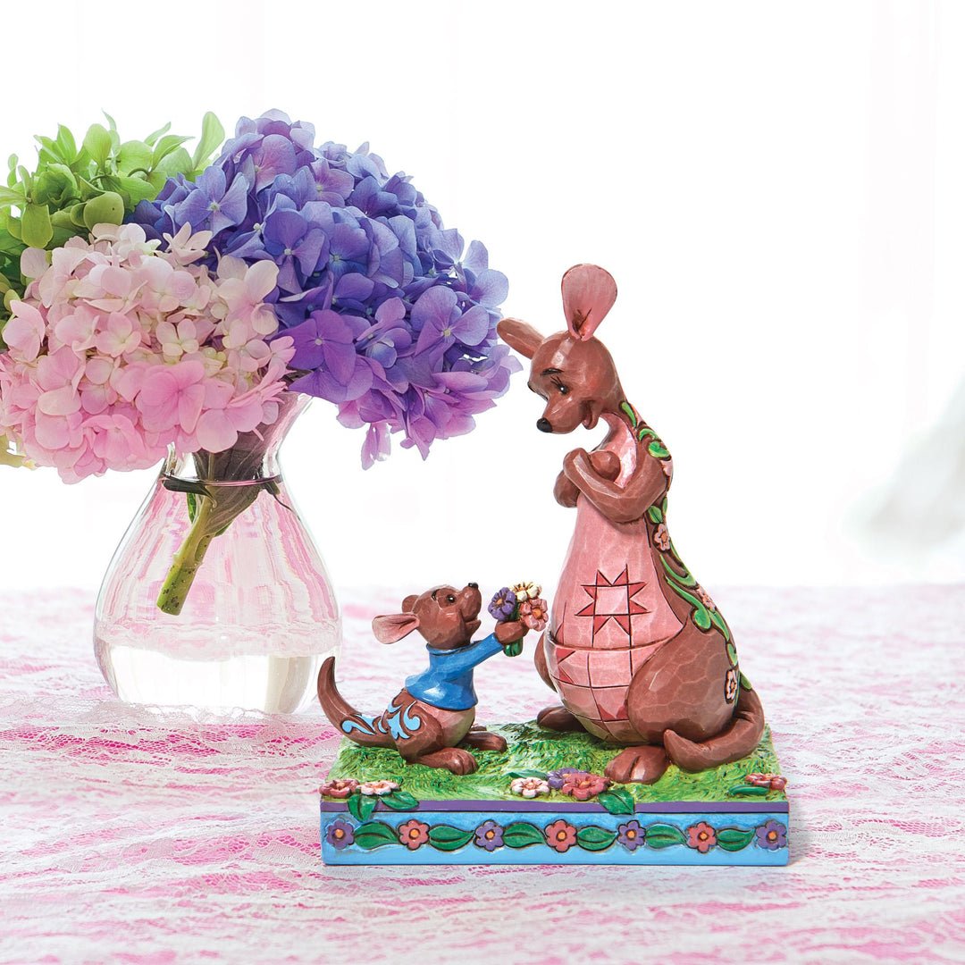 Jim Shore Disney Traditions Winnie The Pooh Roo Giving Kanga Flowers Figurine, 6 Inch