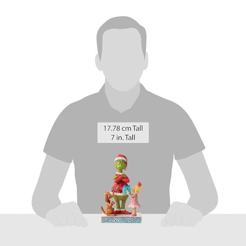 Jim Shore Dr. Seuss Grinch Max and Cindy Lou Giving Gifts Figurine, 7.24"