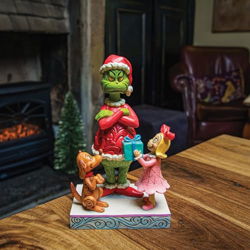 Jim Shore Dr. Seuss Grinch Max and Cindy Lou Giving Gifts Figurine, 7.24"
