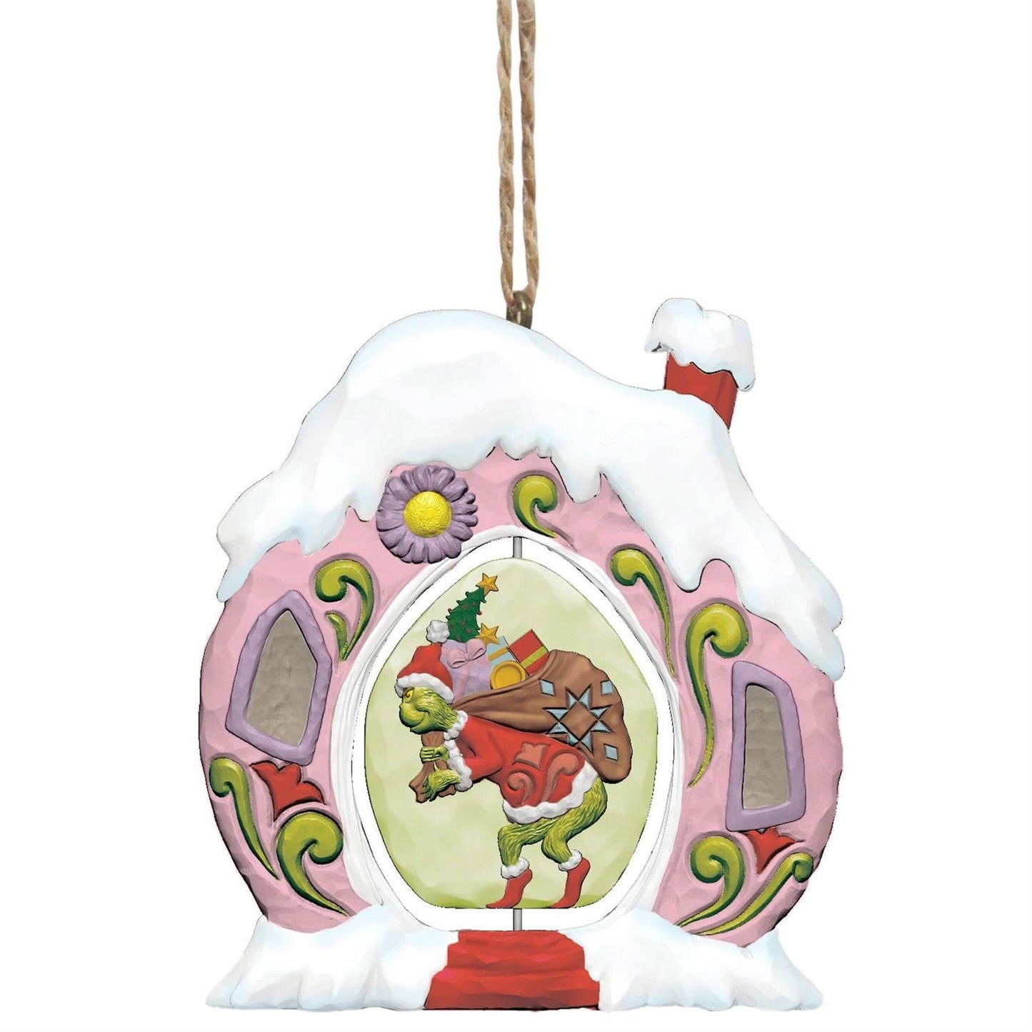 Jim Shore Grinch in Whoville House Rotating Scene PVC Ornament